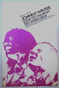 Poster for Johnny Winter and the Sons of Champlin at the Boston Tea Party in December 1969